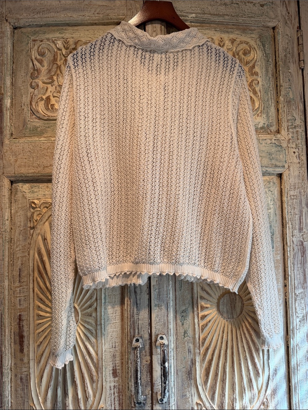 NWOT GAPxDOEN Linen-Blend Pointelle Cardigan  /Chino Beige, XL/ - Picture 9 of 12